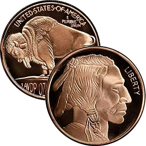 1 oz .999 Pure Copper Medallion — Buffalo Nickel Design #3