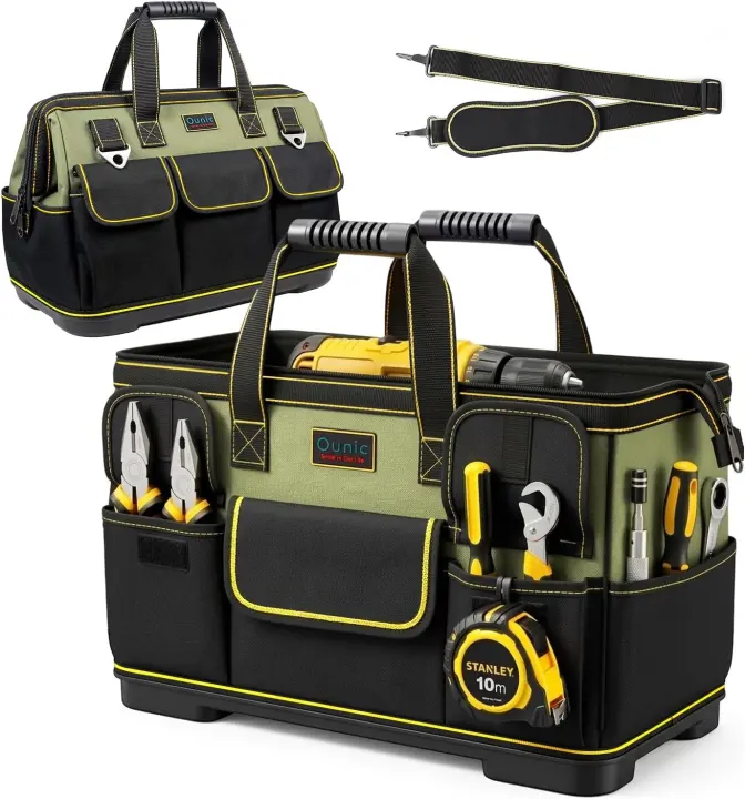 18-Inch Heavy-Duty Tool Bag with Wide Mouth and Waterproof Base