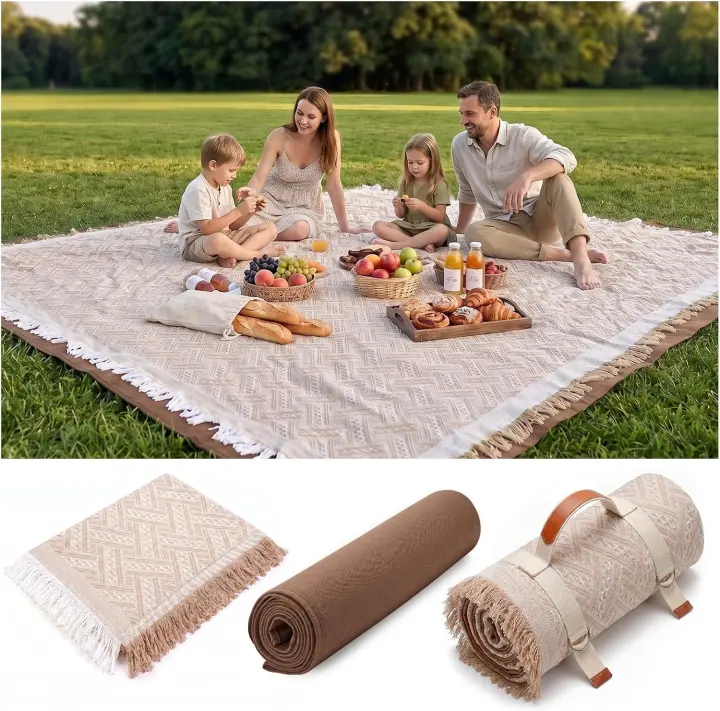 2-in-1 Extra Large Outdoor Picnic Blanket — Waterproof Woven Mat