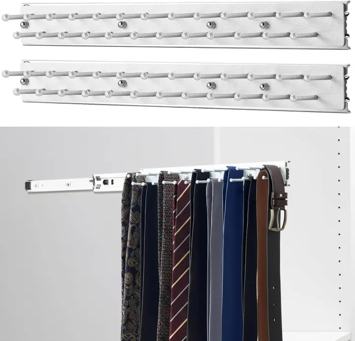 2-Pack 13.8-inch Sliding Tie & Belt Racks — 25-Hook Metal Closet Slides