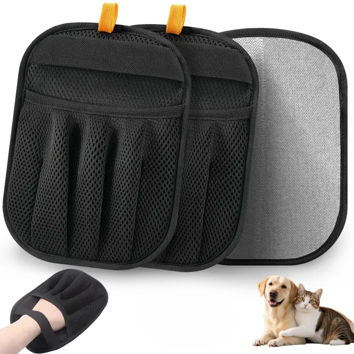 2-Pack Reusable Pet Hair Removal Gloves — Electrostatic Five-Finger Mitts