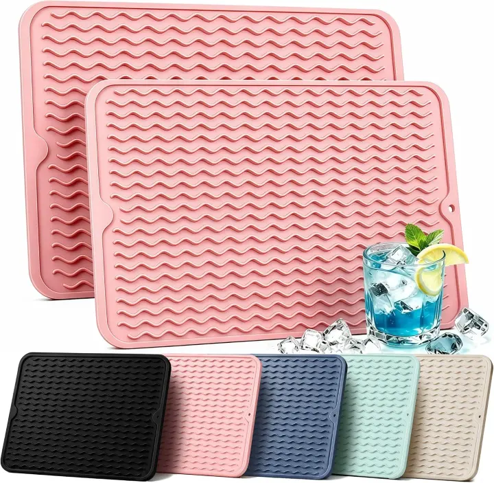 2-Pack Silicone Dish Drying Mats — Heatproof Counter & Trivet Pads