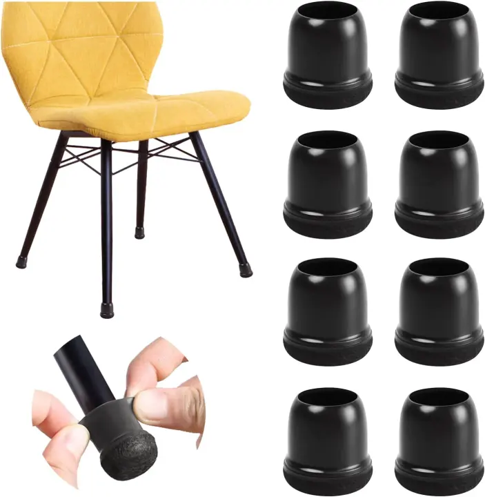 20-Pack Extra-Small TPR & Felt Chair Leg Protectors — Fits 0.55–0.75 in