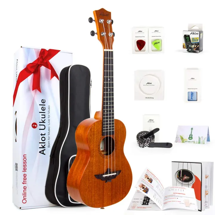 23-inch Solid Mahogany Concert Ukulele Kit — Concert Uke with Accessories