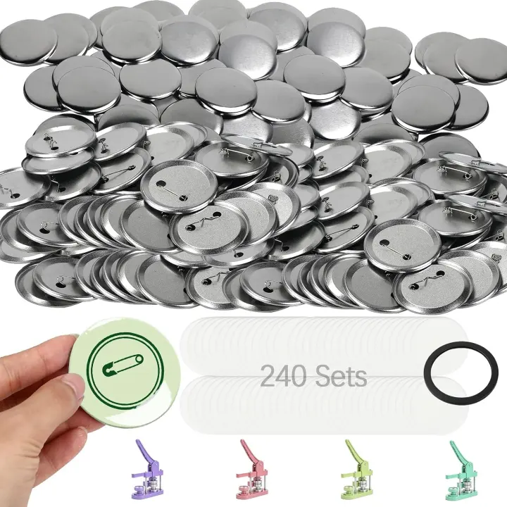 240-Set 2.25-Inch (58mm) Button Maker Parts — Metal Shells & Pins
