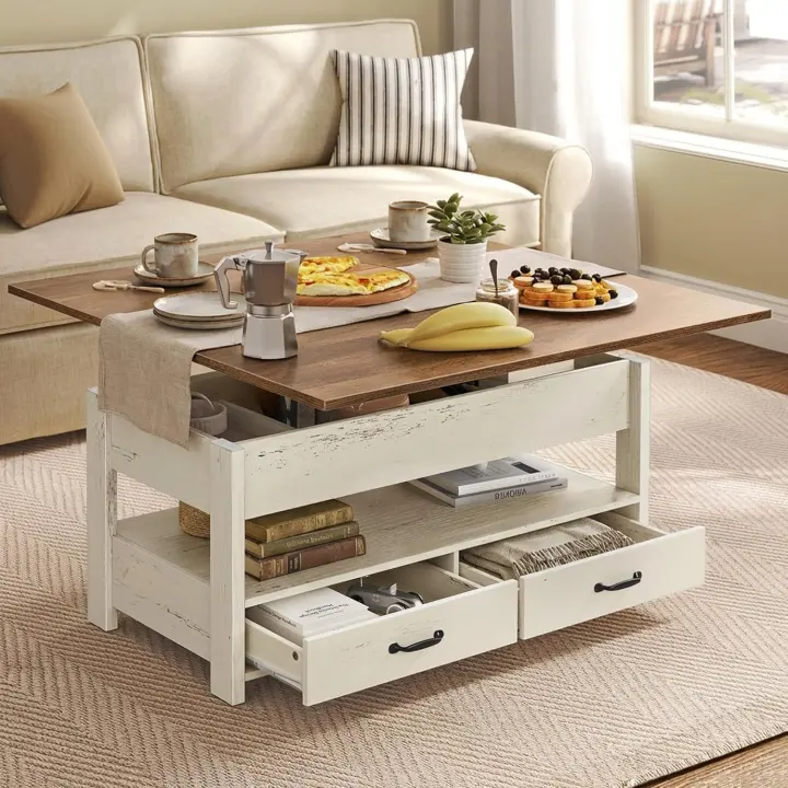 3-in-1 Lift-Top Coffee Table with Storage, Drawers & Gas Spring