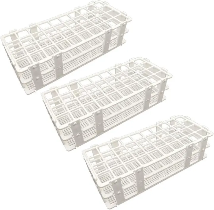 3-Pack Plastic Test Tube Racks — 40-Hole Detachable Lab Holders