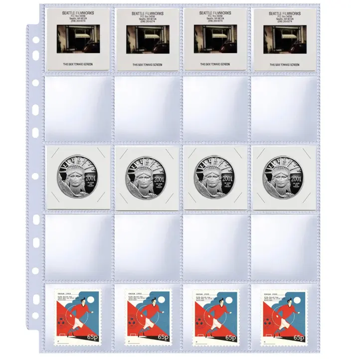 30-Pack 2x2 Coin Flip Pages — 20-Pocket Top-Loading Sheets