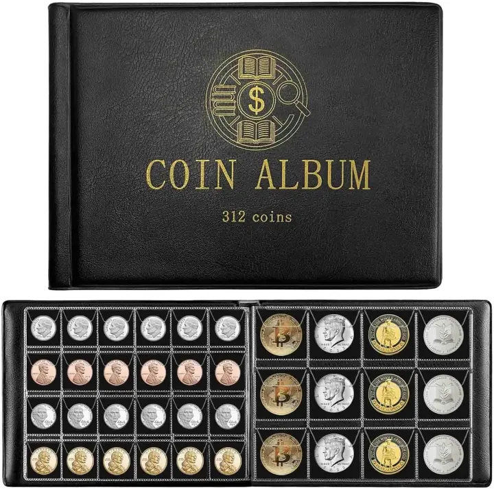 312-Pocket Coin Collection Album Book with Two Pocket Sizes