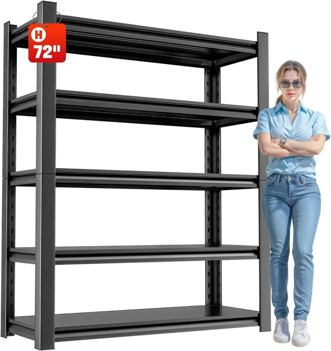 5-Tier Metal Garage Shelving Unit — Adjustable Heavy-Duty Rack (48x24x72)