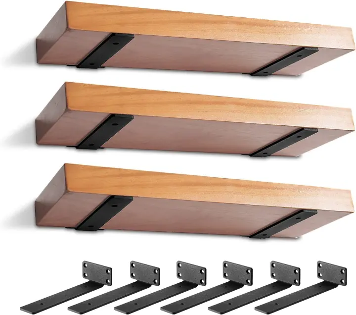 6-Pack Heavy-Duty Metal Shelf Brackets — 6 in L-Shaped Hidden Mount