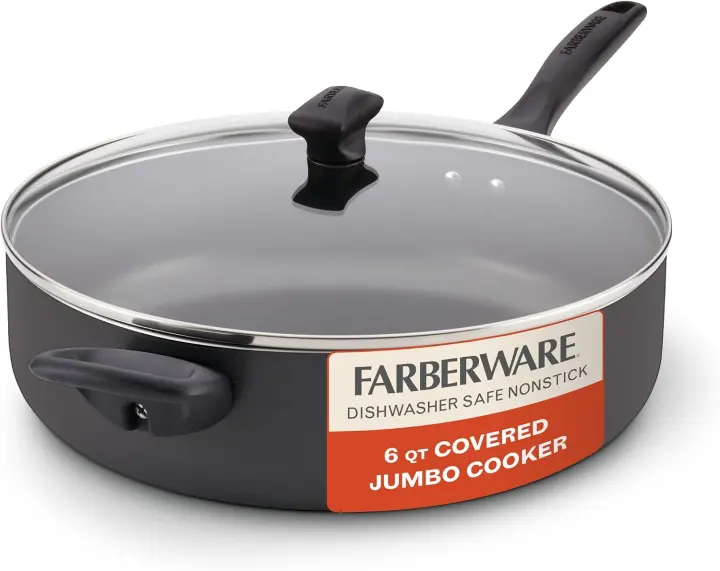 6-Quart Nonstick Jumbo Sauté Pan with Lid and Helper Handle