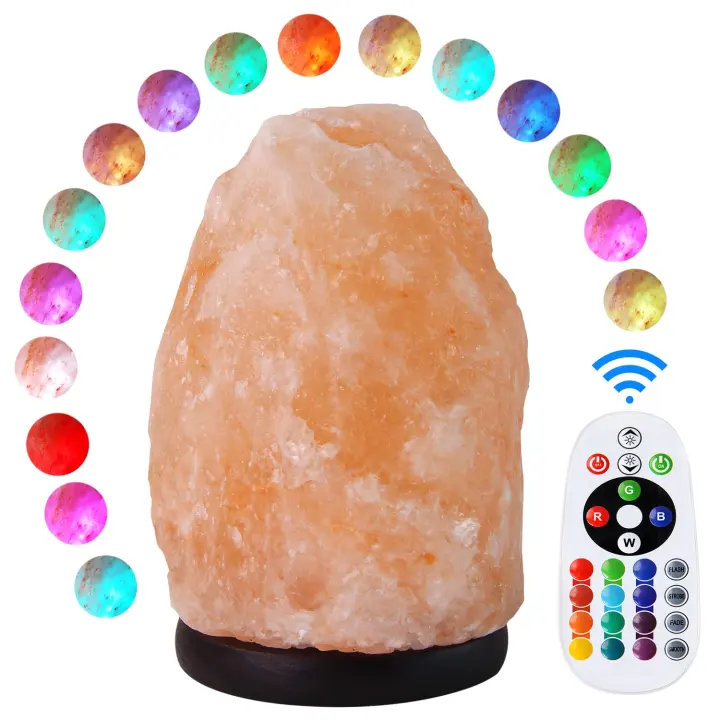 7-Inch Himalayan Salt Lamp with Remote — 16 RGB Colors, USB-Powered