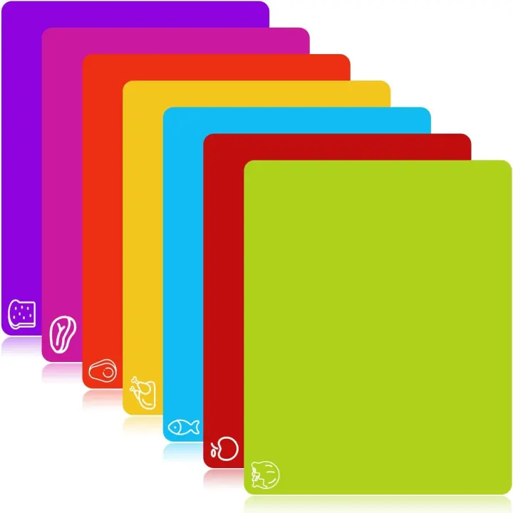 7-Piece Flexible Color-Coded Cutting Mats — BPA-Free Kitchen Set