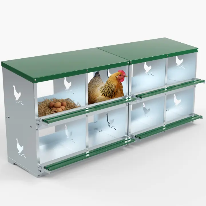8-Hole Galvanized Metal Chicken Nesting Boxes for Poultry