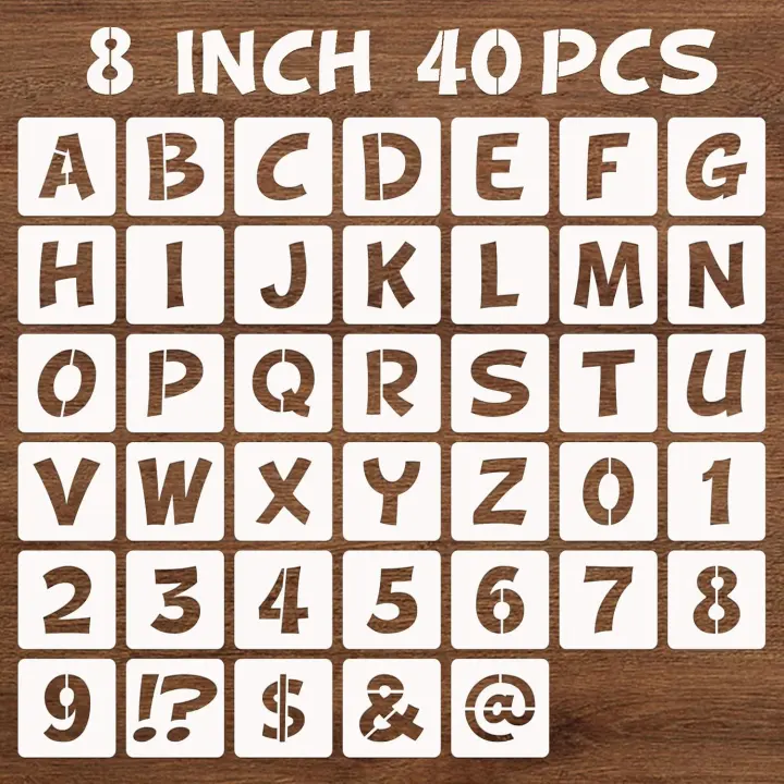 8-Inch Reusable Letter & Number Stencil Kit — 40-Piece PET Set