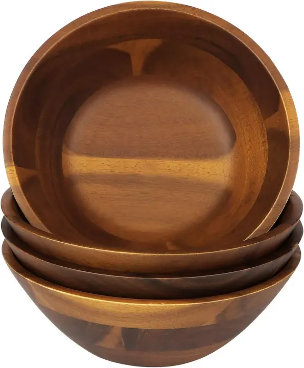 Acacia Wooden Serving Bowls — 7 in., Set of 4