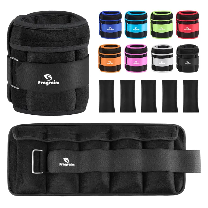 Adjustable Ankle Weights Pair (1–5 lb) with Removable Inserts
