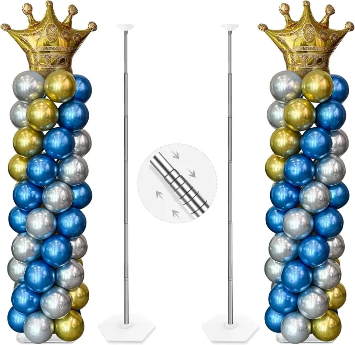 Adjustable Metal Balloon Column Stands — 2-Pack, Up to 7 ft
