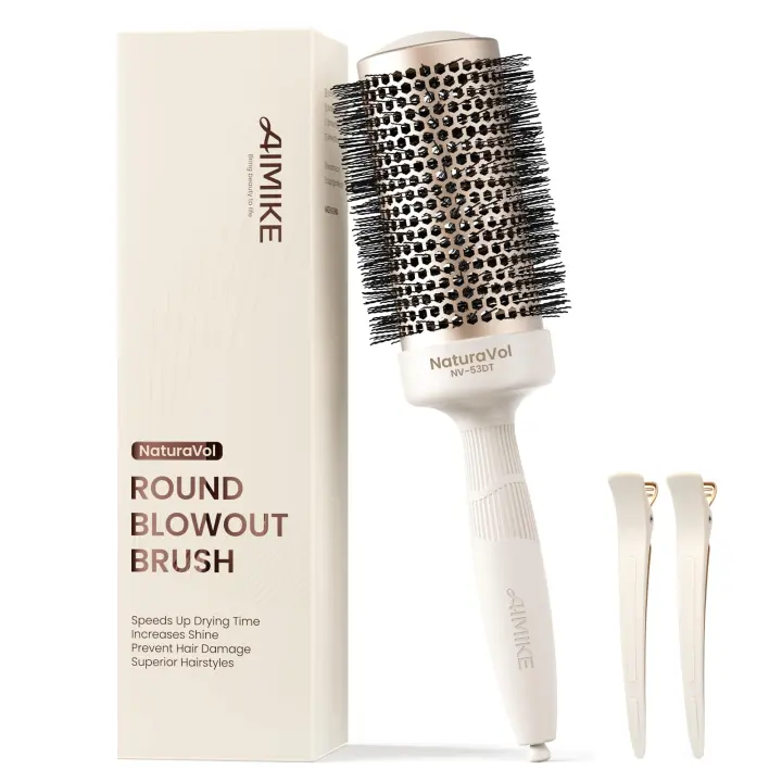 AIMIKE NaturaVol 2.1in Ceramic Nano-Ion Round Hair Brush for Blowouts
