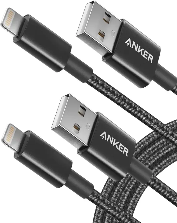 Anker USB-A to Lightning Cable — Double-Braided Nylon, MFi-Certified (2-Pack, 6 ft)