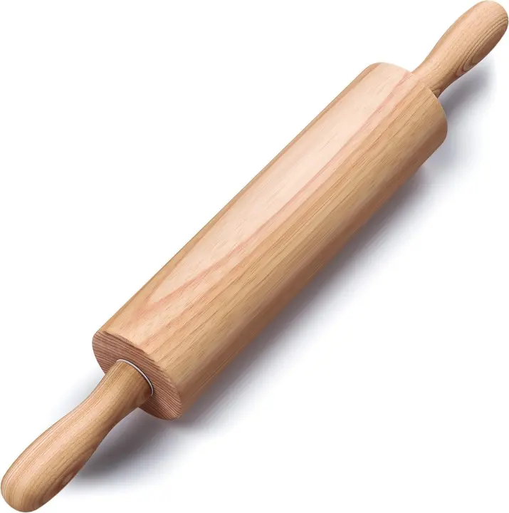Beech Wood Dough Rolling Pin — 17.6" Ergonomic Roller