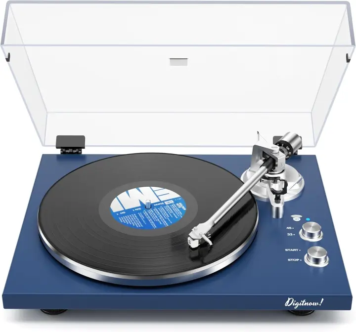 Belt-Drive Turntable with Bluetooth & USB Output — Blue Wood