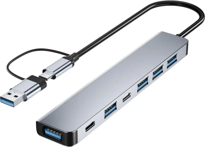 BERLAT 7‑in‑1 USB‑C Hub (Aluminum) — Multiport Adapter
