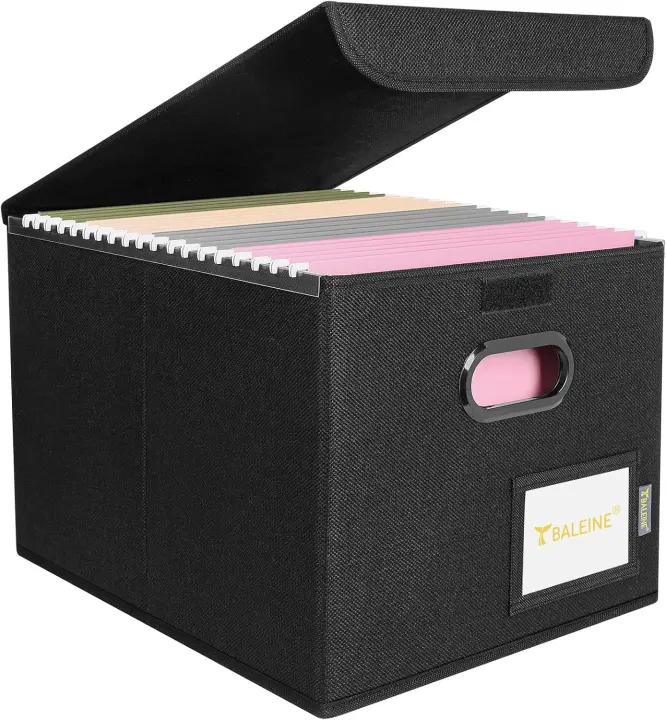 Collapsible Hanging File Organizer Box with Lid and Smooth Slide Rails