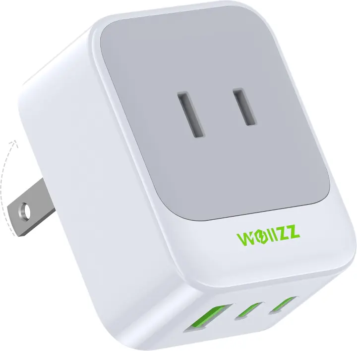 Compact 5-in-1 Wall Outlet Extender — 2 AC, 2 USB‑C, 1 USB‑A