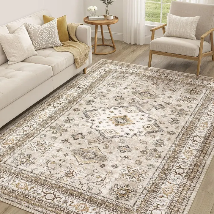 Cotiled 5x7 Washable Area Rug — Soft Distressed Oriental-Style Runner