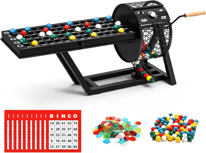 Deluxe Tabletop Bingo Game Set — Cage, Balls & Cards for Adults