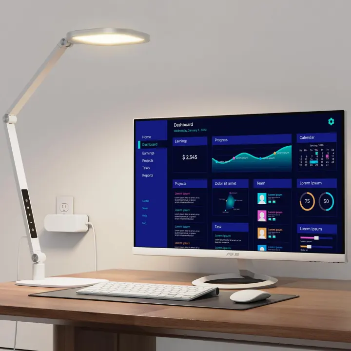 Edge-Lit LED Desk Lamp — Adjustable Eye-Caring Light for Home Office
