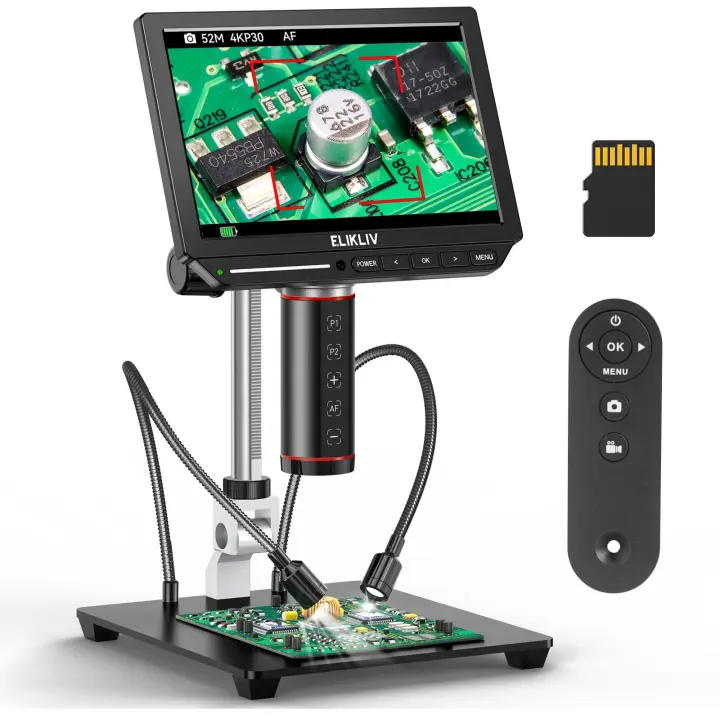 Elikliv Autofocus 4K Digital Microscope EM4K-AF — 8" IPS Soldering Scope