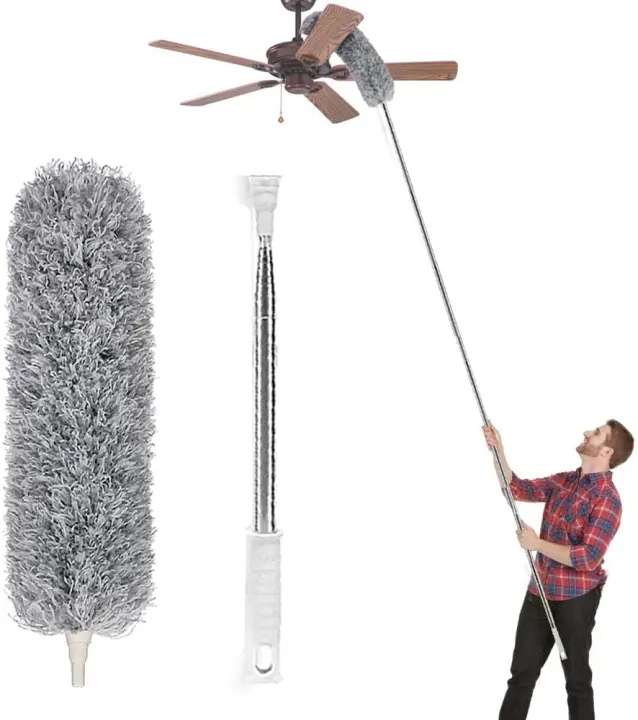 Extendable Microfiber Duster with Stainless Steel Pole — 100in Reach