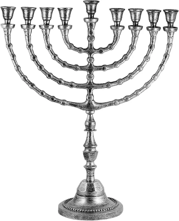 Extra-Large Traditional Chanukah Menorah — Antique-Style Hanukkah Menorah