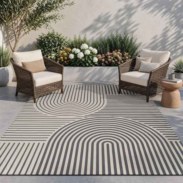 Flatweave Outdoor Patio Rug — Quick-Dry Polypropylene (5x8 ft)