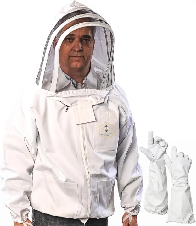 Forest 100% Cotton Beekeeping Jacket with Detachable Veil — Large