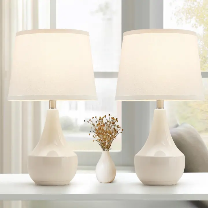 GyroVu 18" Ceramic Table Lamp Pair — Modern Bedside Lighting