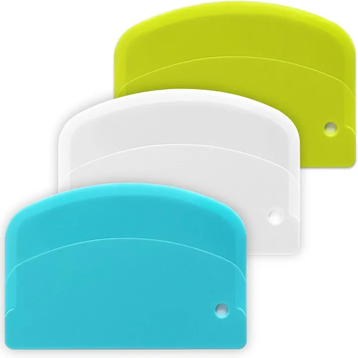 Hard Bench Scraper Set — Plastic Dough & Bowl Scrapers