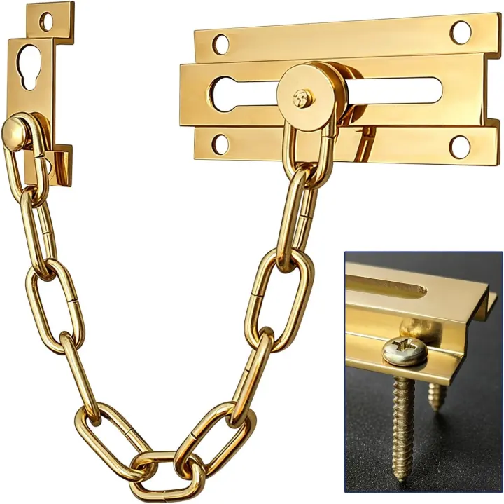 Heavy-Duty Solid Brass Door Chain Lock — Reinforced Chain Guard