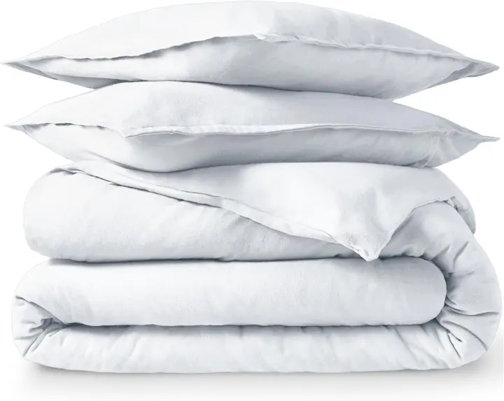 Heavyweight Flannel Duvet Cover Set — Queen, White