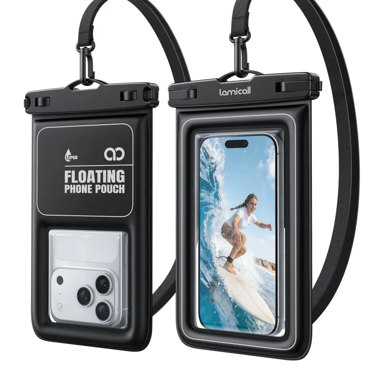 Lamicall IP68 Floating Waterproof Phone Pouch — 2-Pack, 100ft Case