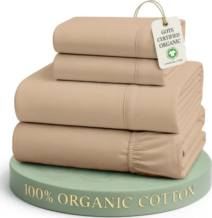 Lane Linen Organic Cotton Percale King Sheet Set