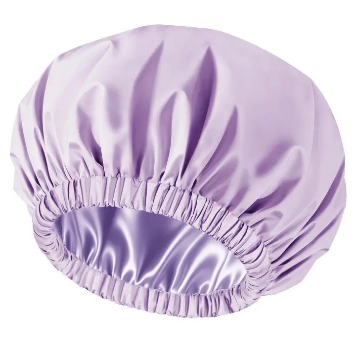Large Satin-Lined Waterproof Shower Cap for Women (Reusable)