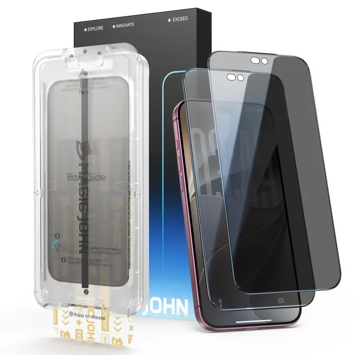 MAGIC JOHN 3rd Gen 28° Privacy Tempered Glass for iPhone 18 Pro (2-Pack)