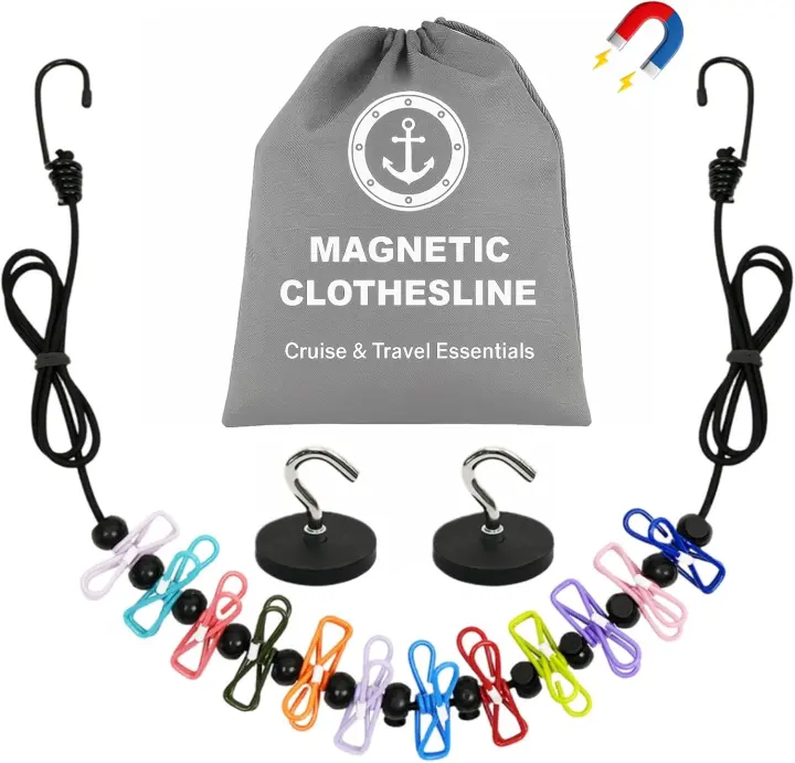 Magnetic Travel Clothesline — Retractable 12 ft Drying Line for Travel