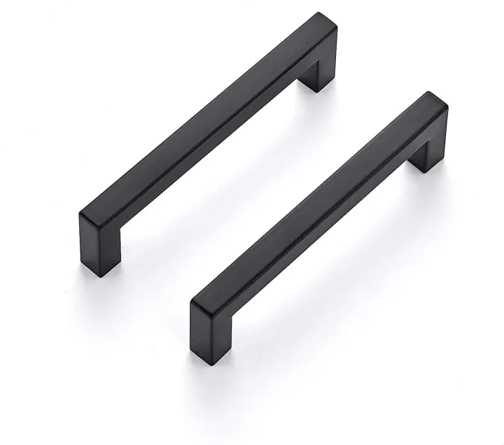 Matte Black Square Cabinet Pulls — 5" Center, 30-Pack