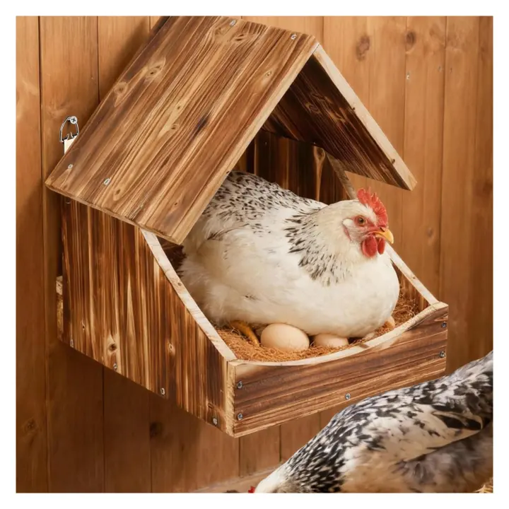 Matutinus Wooden Chicken Nesting Box — Wall-Mount Coop Nest