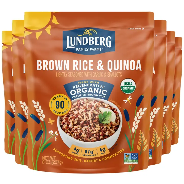 Microwavable Brown Jasmine Rice & Quinoa Pouches — 6-Pack
